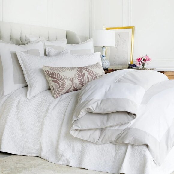 ELISABETH YORK 15"x35" Olivia Pink Lotus Embroidered PILLOW CASE Sham Home Decor - Picture 2 of 8